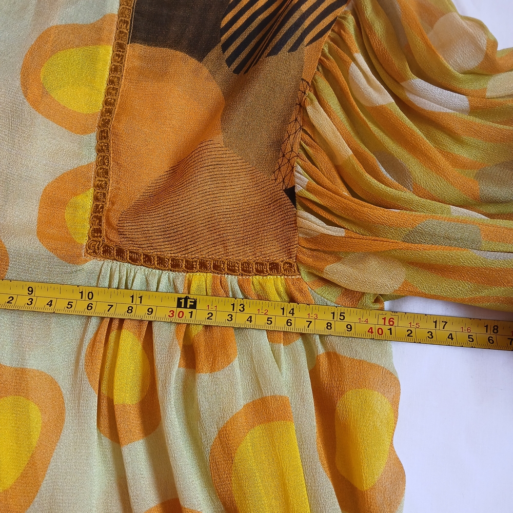 BL^NK LONDON MIRANDA PEASANT BOHO Yellow Patterned Women's Top BLIUSE . - Picture 14 of 15